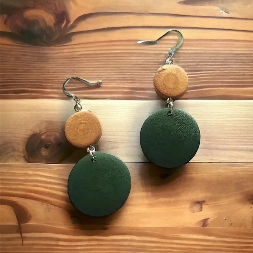 BOGO! Wooden geometric dangle Earrings Circles Geometric - NEW Boutique